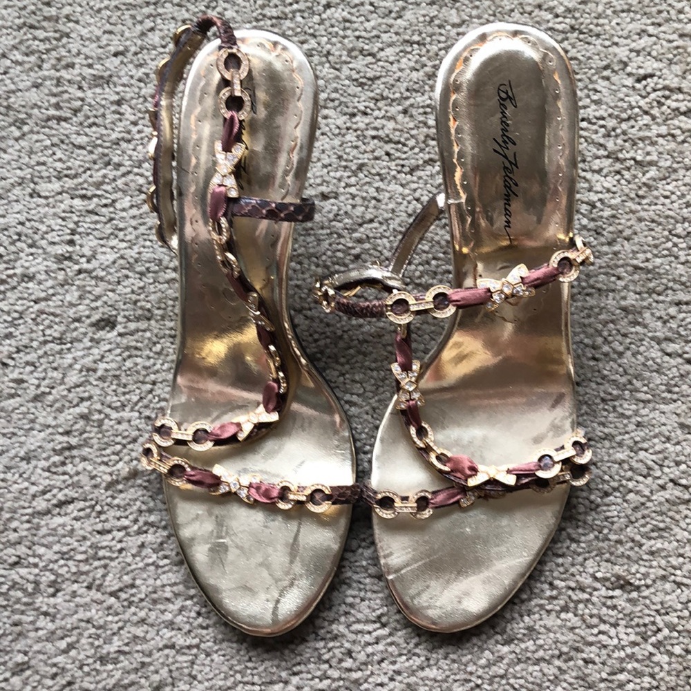 Beverly Feldman leather stacked heels size US9.5